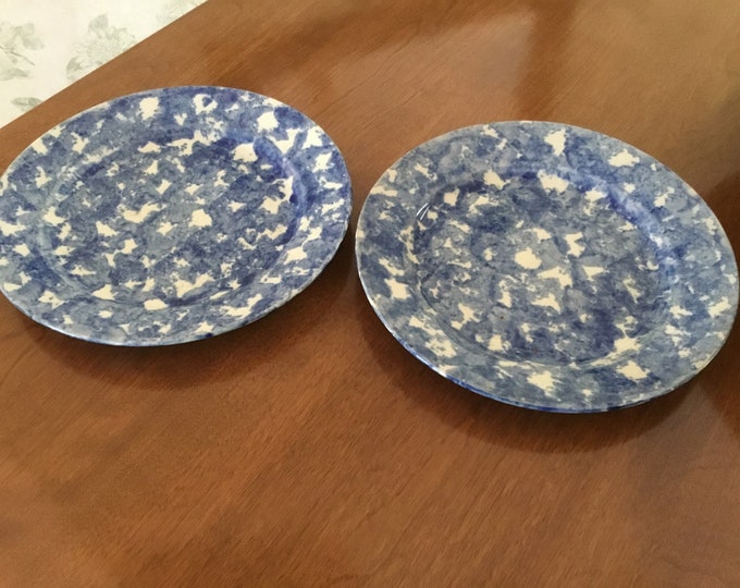 Stangl Pottery Blue Sponge Ware Plates Etsy