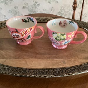 Potters Studio pair Pink Flowered Coffee/Tea Mugs
