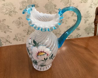 FENTON 90th Anniversary Pitcher ~ 1995 ~ Family Signature Series ~ Hand Painted