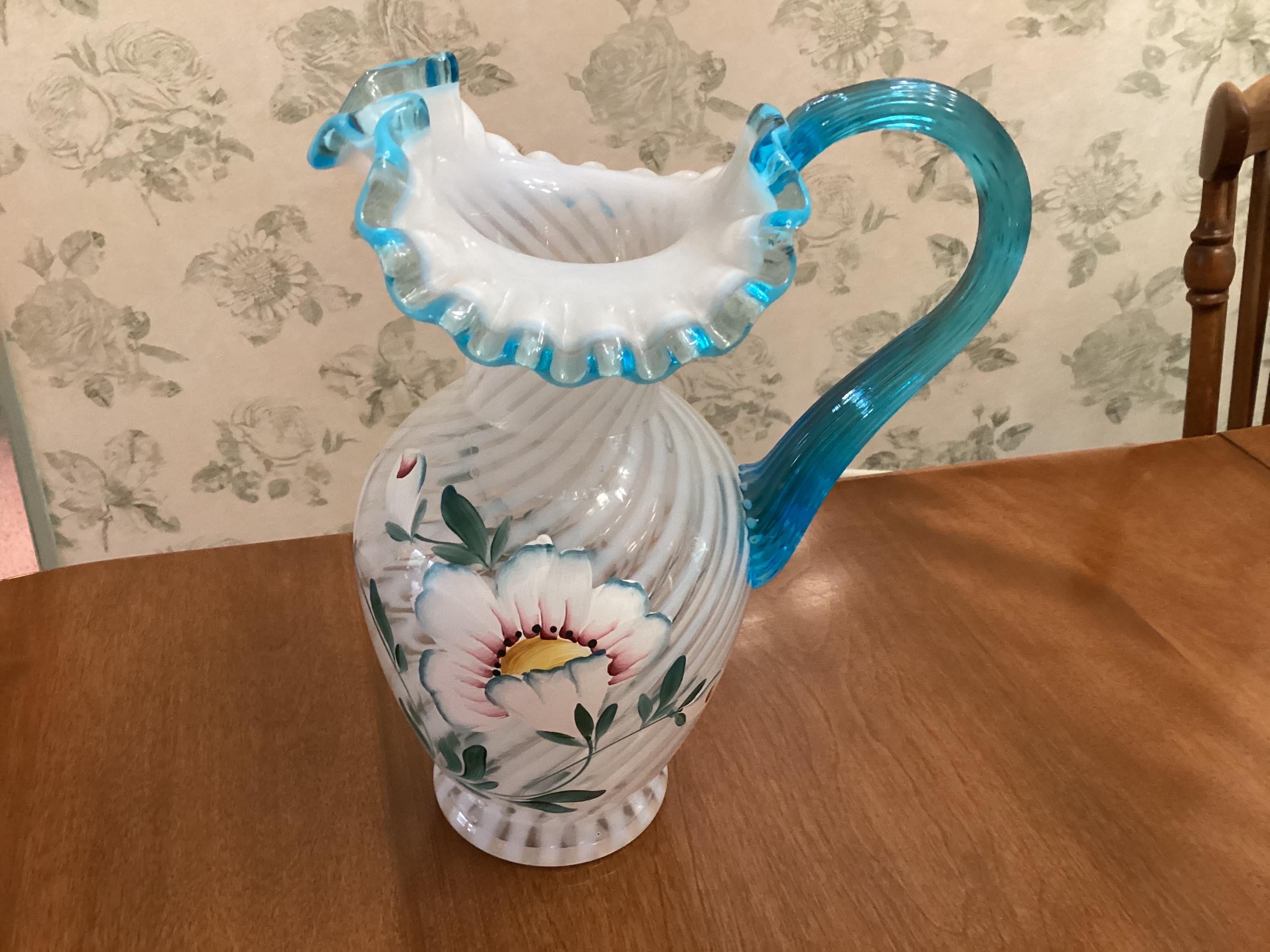 FENTON 90th Anniversary Pitcher ~ 1995 ~ Family Signature Series