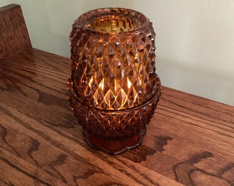 Vintage Indiana Glass “Diamond Point”  Fairy Lamp