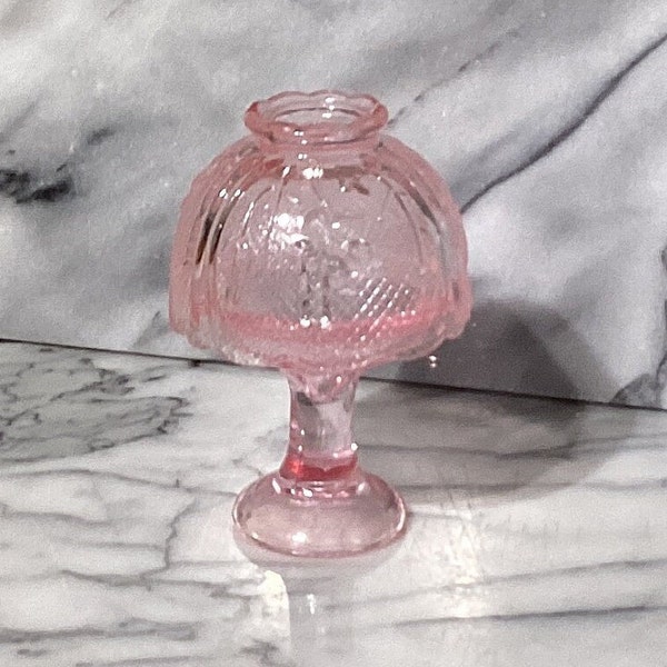 Vintage Indiana Glass Tiara Art Glass Pink Floral Fairy Lamp/ Votive Holder
