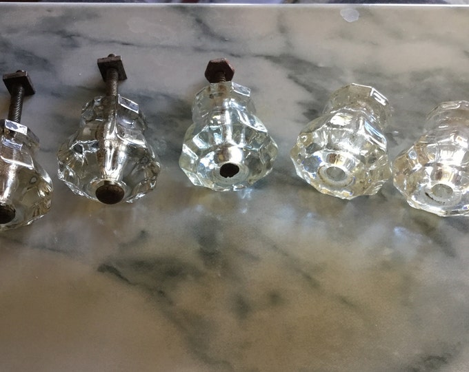 Vintage Glass Drawer Pulls/glass Dresser Knobs/small Vanity Dresser