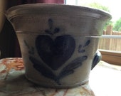 ROWE POTTERY salt glazed HEART batter Bowl