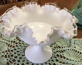 FENTON SILVERCREST Ruffled Edge Large Compote