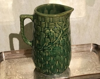 McCoy Pottery/Basketweave  Morning Glory  9 inch Pitcher