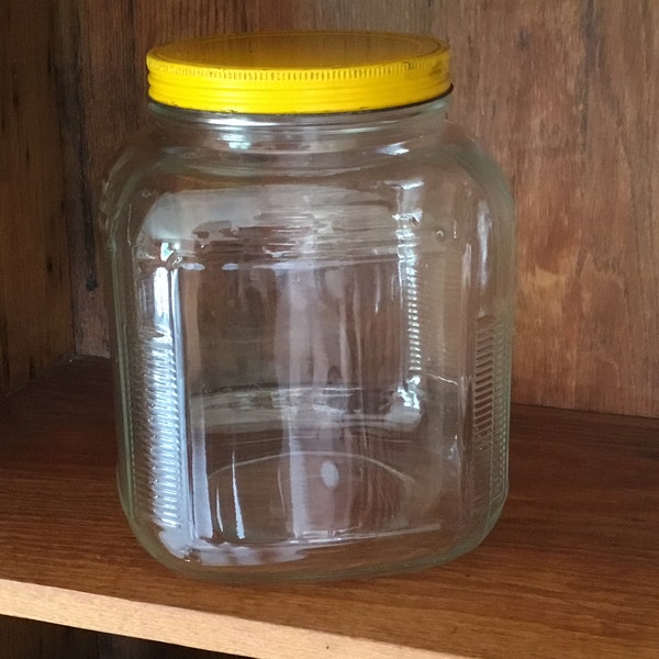 Vintage Ribbed Clear Glass Hoosier Canister Jar