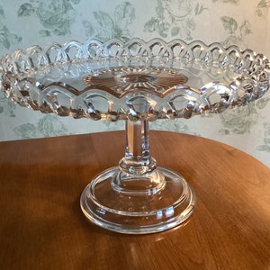 EAPG Lace Edge Pattern Glass Cake Pedestal  Stand