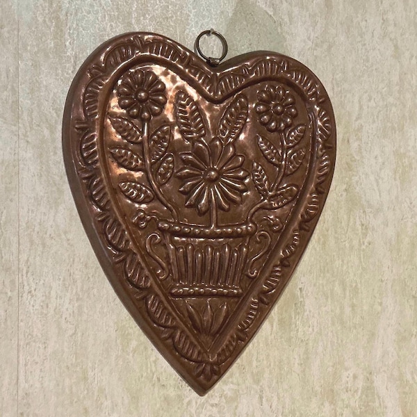 Birth Gramm  “Large” Copper Swiss Heart with Flowers Mold