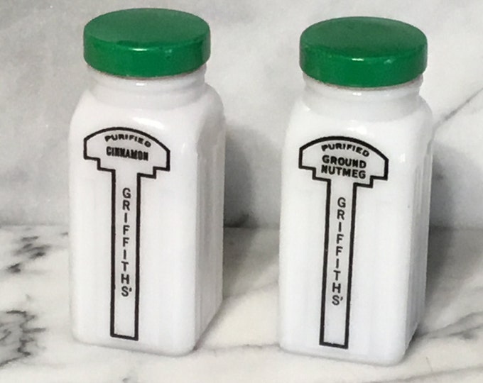 Vintage Milk Glass GRIFFITH SPICE Shakers/ground Nutmeg and Etsy