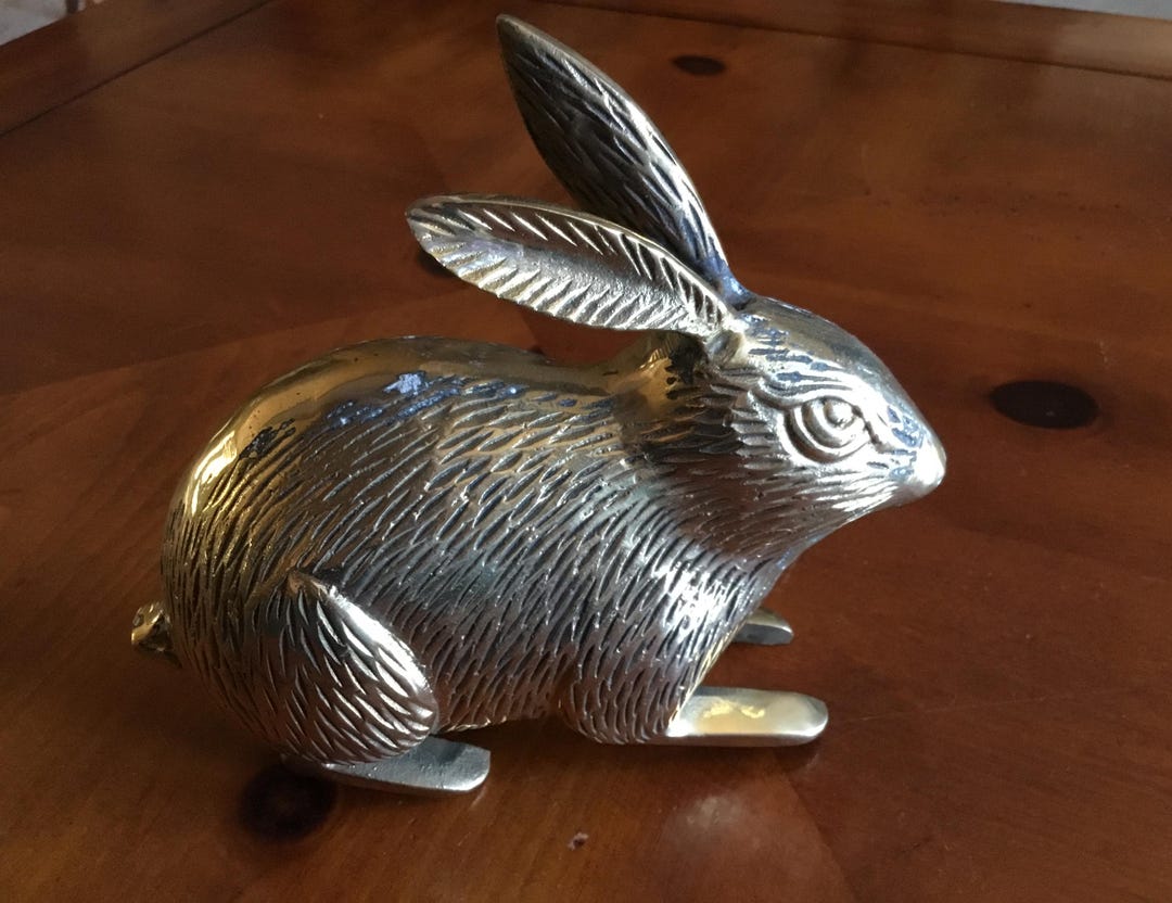 Vintage Large Brass Bunny Rabbit - Etsy
