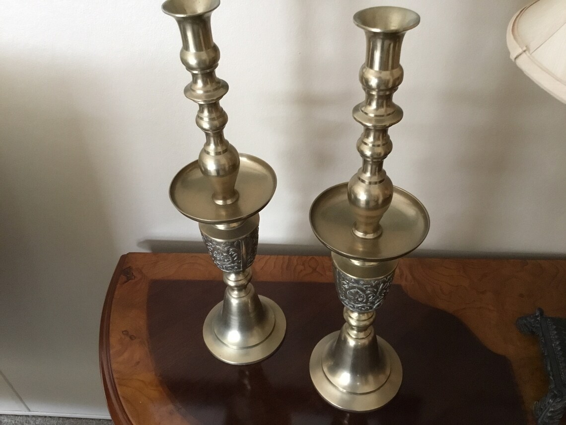 Extra Large Ornate BRASS CANDLESTICKS Etsy Österreich