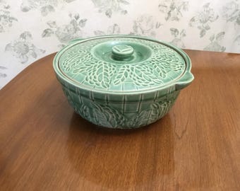 McCoy Fern Wheat Patterned Stoneware Lidded Casserole
