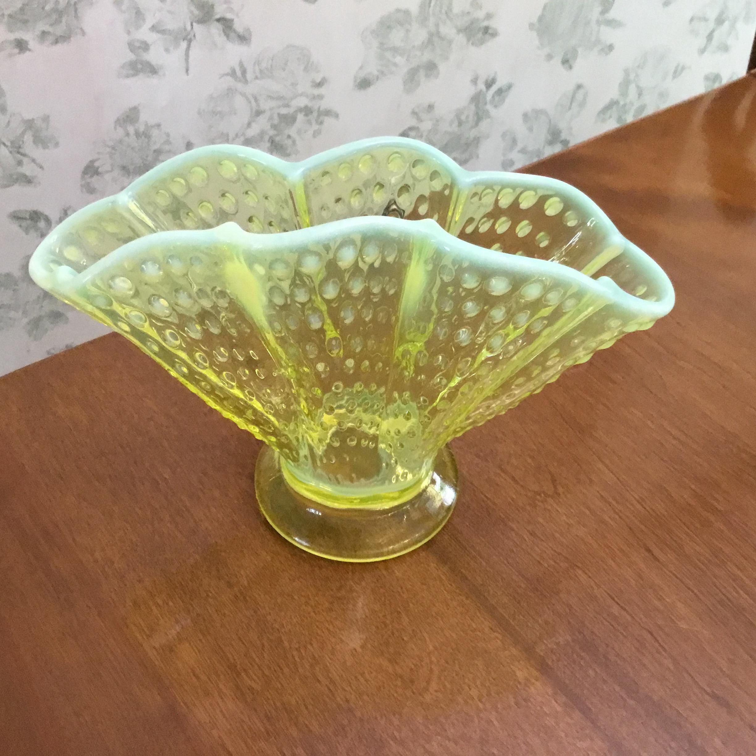 Yellow Vaseline Glass Vase - Etsy