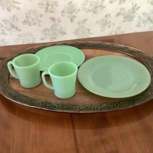 LOT Fire King Jadeite D Mugs Plates sold as is
