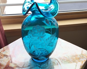 Bill Fenton Dragonfly LaRge multi signature hand painted Memorial Vase