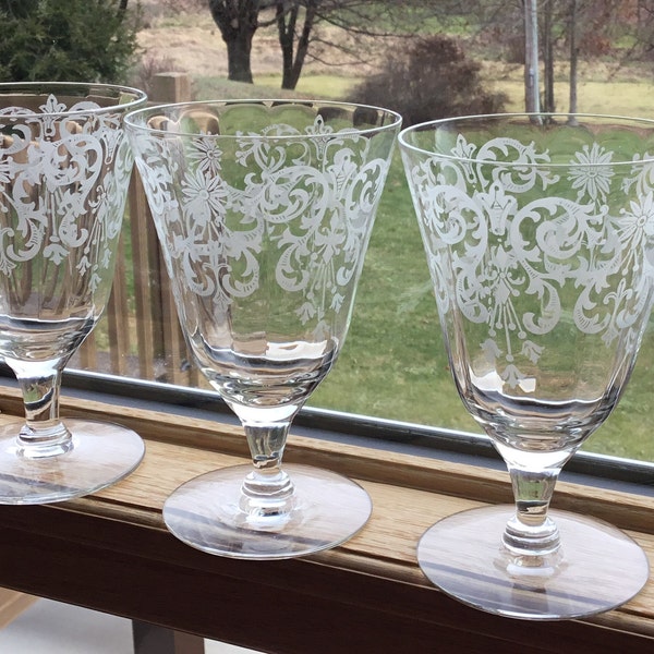 Depression Elegant Etched Goblets Etsy