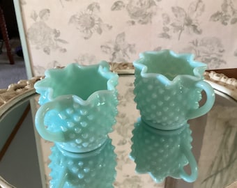 Fenton Turquoise/Pastel Green “Star Lite” Cream & Sugar