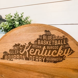 Bourbon Barrel Lid Shelf Sitter Kentucky Engraved