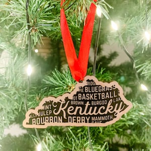 Kentucky Engraved Wood Ornament State Shape