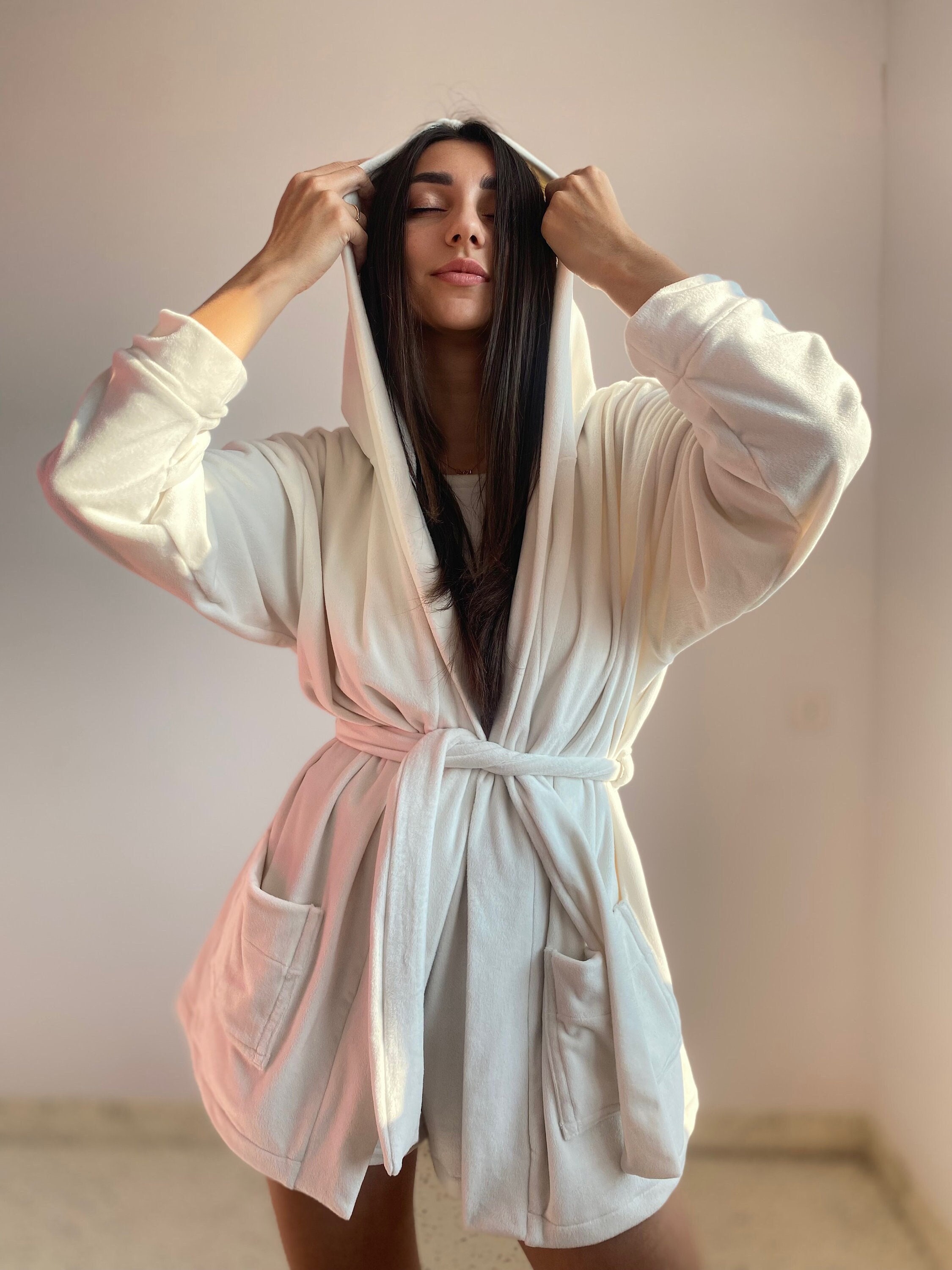 Warm Winter Pajamas Fluffy Home Robe Flannel Robe Soft Robe Bridesmaid ...