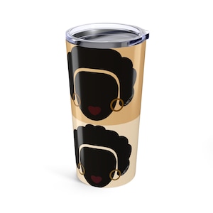 Afrocentric Tumbler 20oz | Stylish Travel Mug, Coffee Tumbler, Gift for Her, Black Woman Empowerment, Birthday Present, Unique Drinkware