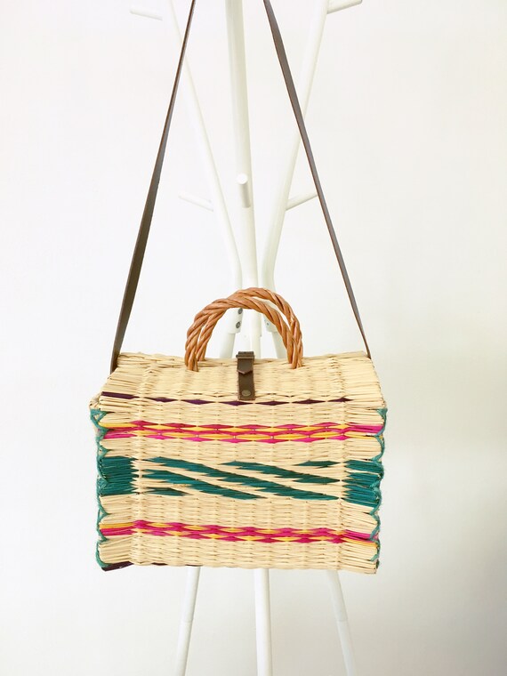summer bag reed bag portuguese bag Market straw bag panier de paille vegan bag cesta de paja. colourful bag shopping bag Korb