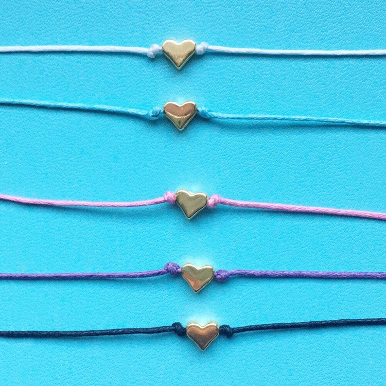 Wish bracelet Make a Wish Bracelet Heart Charm String Etsy