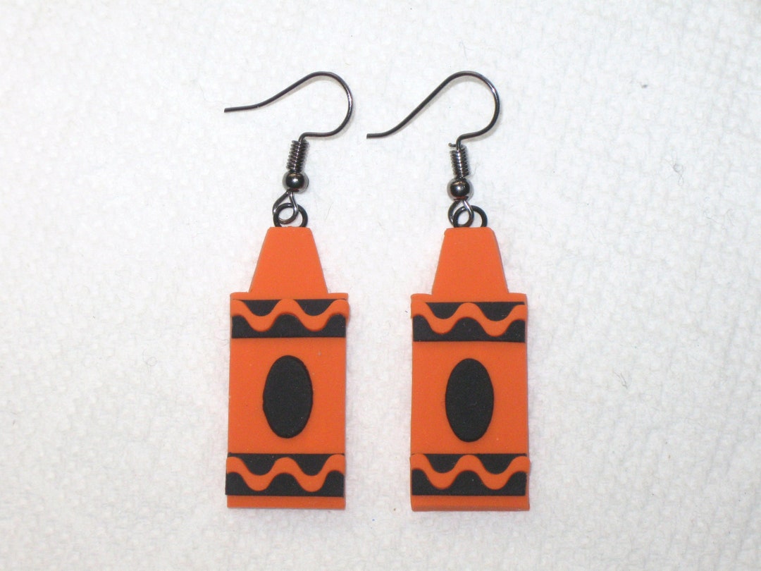 Orange Crayon Earrings,crayon Earrings,school Earrings,teacher Earrings