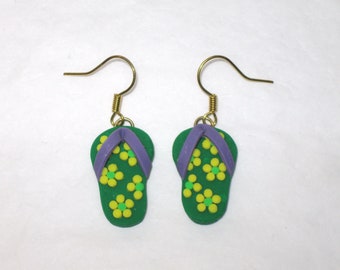 Flower Flip Flop Earrings,Flip Flop Earrings,Sandal Earrings,Summer Earrings,Vacation Earrings,Beach Earrings,Flower Earrings,Fun Earrings