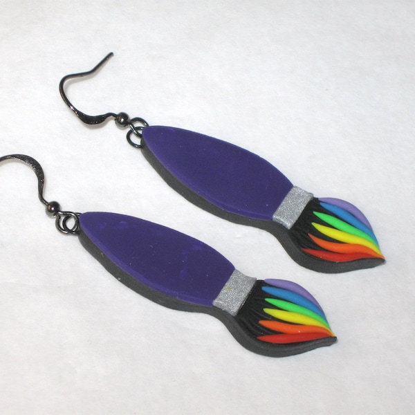 Rainbow Paintbrush Earrings,Paintbrush Earrings,Artist Earrings,Art Teacher Earrings,Painter Earrings,Art Teacher Gift,Cute Artist Jewelry