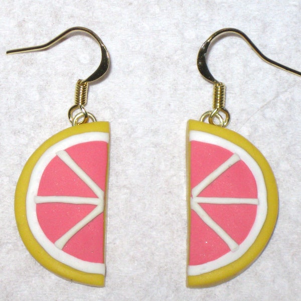 Grapefruit Slice Earrings,Fruit Earrings,Pink Grapefruit Earrings,Earrings,Food Charms,Fruit Slices,Polymer clay earrings,Colorful Earrings