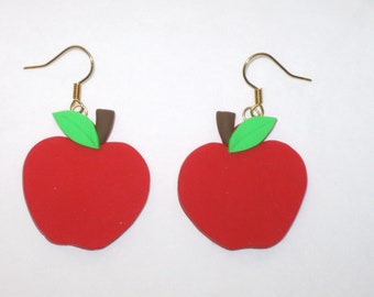 Apple Earrings,Red Apple Earrings,Apple Earrings,Apple Jewelry,Teacher Earrings,Teacher Gift,Teacher Jewelry,Fruit Earrings,Fruit Jewelry