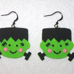 Frankenstein Earrings,Halloween Earrings,Cute Monster Earrings,Halloween Jewelry,Halloween Decoration,Trick or Treat Earrings,Frankenstein