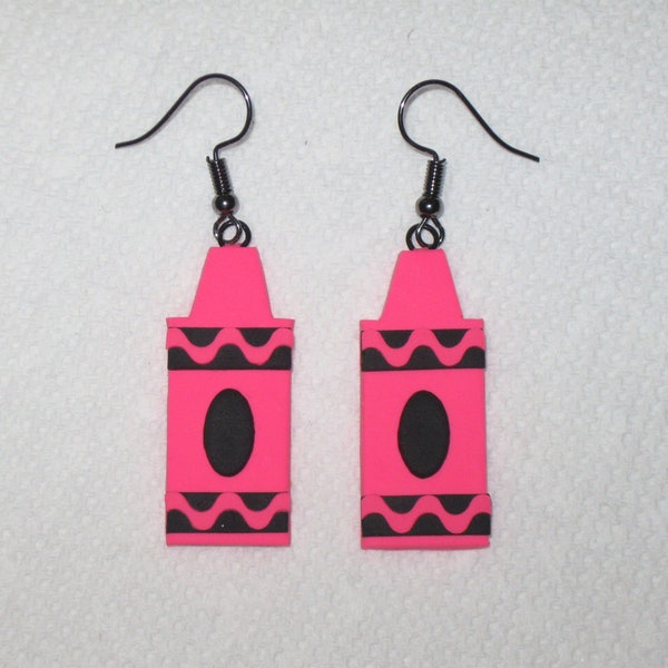 Pink Crayon Earrings,Crayon Earrings,School Earrings,Teacher Earrings,Teacher Gift,Artist Earrings,Crayon Jewelry,School Teacher Earrings