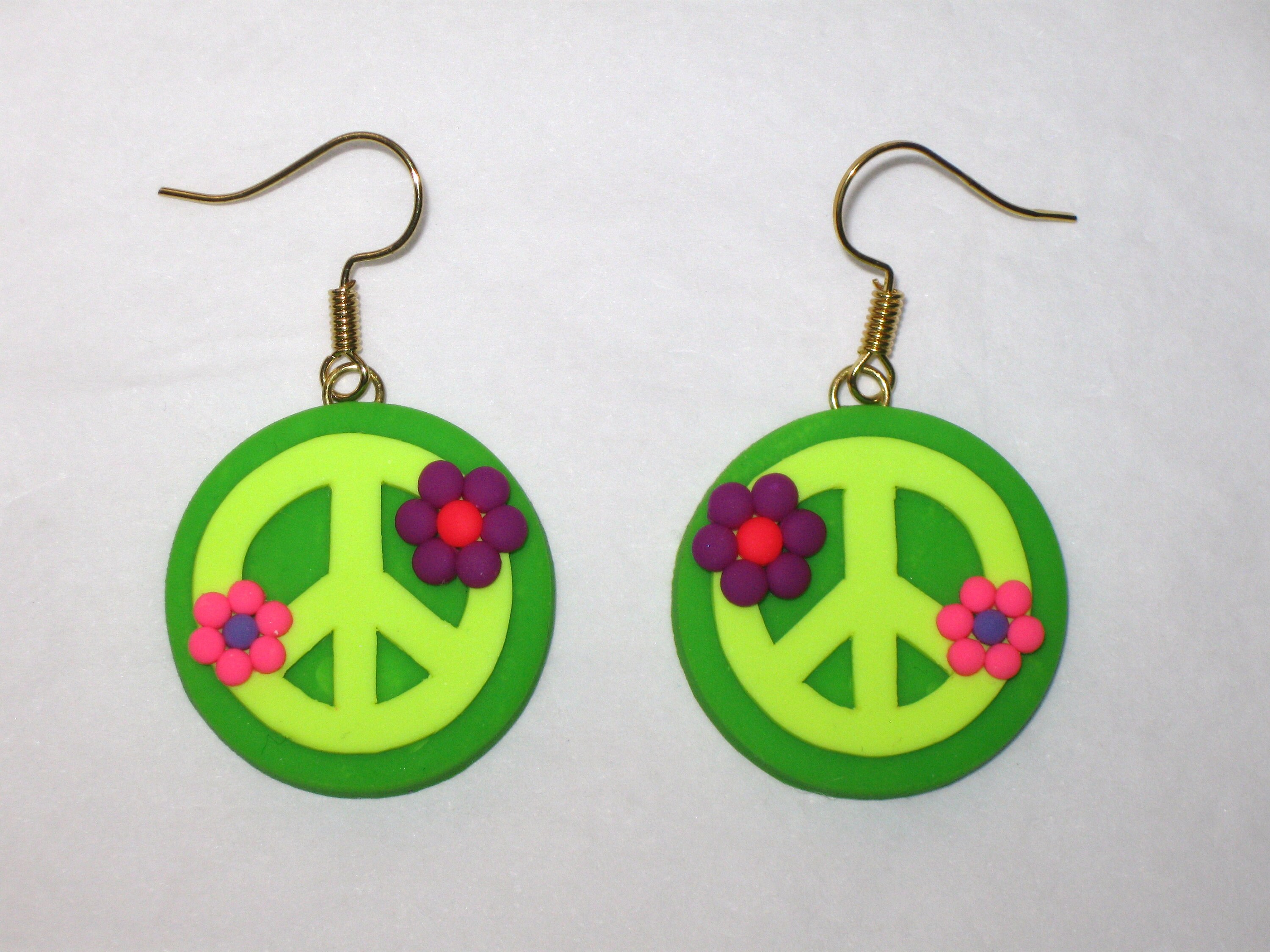 Peace Sign Earringspeace Earringsflower Earringsflower - Etsy UK