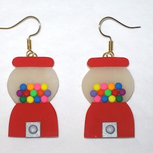 Gumball Machine Earrings,Candy Earrings,Cute Gift Earrings,Gumball Earrings,Gum Earrings,Novelty Food Earrings,Red Gumball Machine Earrings