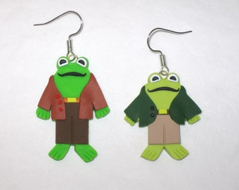 Frog and Toad Earrings,Frog Earrings,Toad Earrings,School Teacher Earrings,Librarian Earrings,School Earrings,Teacher Gift,Teacher Earrings