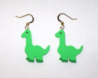 Dinosaur Earrings,Brontosaurus Earrings,Green Dinosaur Earrings,Dinosaur Jewelry,Dinosaur Lover Earrings,Dino Earrings,Dinosaur Charms,Gift
