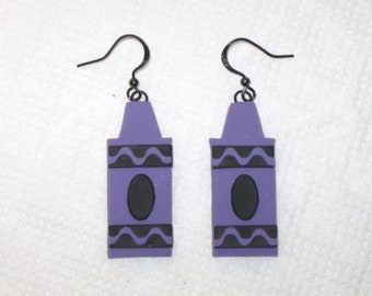 Purple Crayon Earrings,Crayon Earrings,School Earrings,Teacher Earrings,Teacher Gift,Artist Earrings,Crayon Jewelry,Art Teacher Earrings,Fun