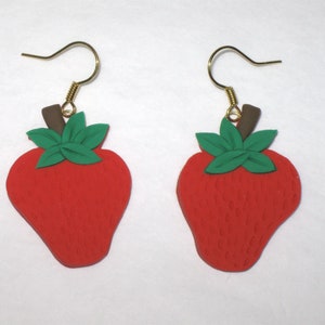 Strawberry Earrings,Fruit Earrings,Berry Earrings,Food Earrings,Fruit Jewelry,Strawberry Charm,Red Berry Earrings,Gold,Strawberry Jewelry