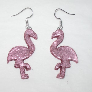 Flamingo Earrings,Glitter Flamingo Earrings,Tropical Bird Earrings,Pink Flamingo Earrings,Flamingo Jewelry,Flamingo Lover Earrings,Cute Gift
