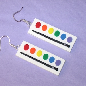 Rainbow Paint Palette Earrings,Watercolor Paint Earrings,Paintbox Earrings,Artist Earrings,Art Teacher Earrings,Painter Earrings,Artist Gift
