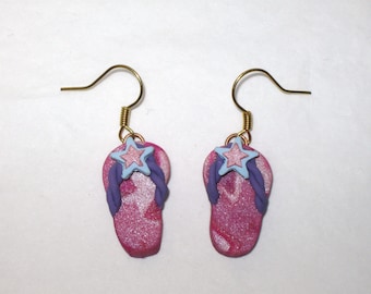 Flip Flop Earrings,Sandal Earrings,Pink Purple Flip Flop Earrings,Beach Earrings,Summer Earrings,Cute Earrings,Gift Earrings,Fun Earrings