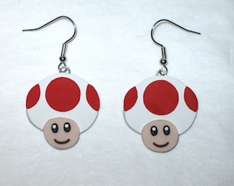 Teacher Earrings,Toad Earrings,Gamer Earrings,Mushroom Earrings,Toad Jewelry,Video Game Earrings,Nintendo Earrings,Super Mario Earrings,Toad
