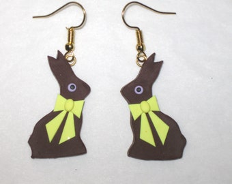 Chocolate Bunny Earrings,Easter Bunny Earrings,Easter Earrings,Bunny Earrings,Easter Rabbit Earrings,Easter Basket Gift,Chocolate Bunnies