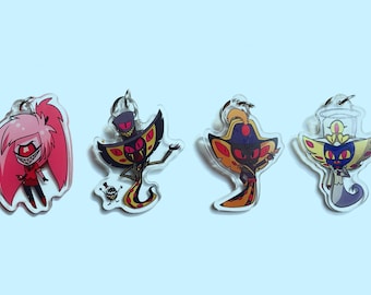 Breloques en acrylique pour hôtel Hazbin (Bombe Cherri, Sir Pentious)