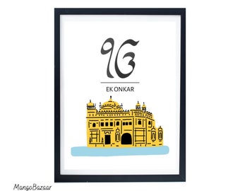 Ek Onkar, Golden temple, Sikh Punjabi Prayer, Indian Minimalist Instant download digital printable art by MangoBazaar