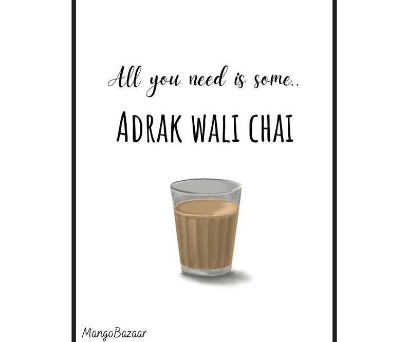 Indian Chai art, desi masala cutting chai, tea wall art for home, kitchen, restaurant cafe decor, printable digital art by MangoBazaar image 5