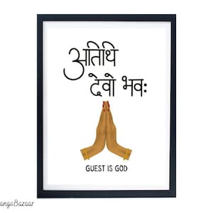 Atithi Devo Bhava druckbare, Sanskrit Phrase, indische Desi Boho Kunst, sofortiger Download, druckbare digitale Kunst von MangoBazaar